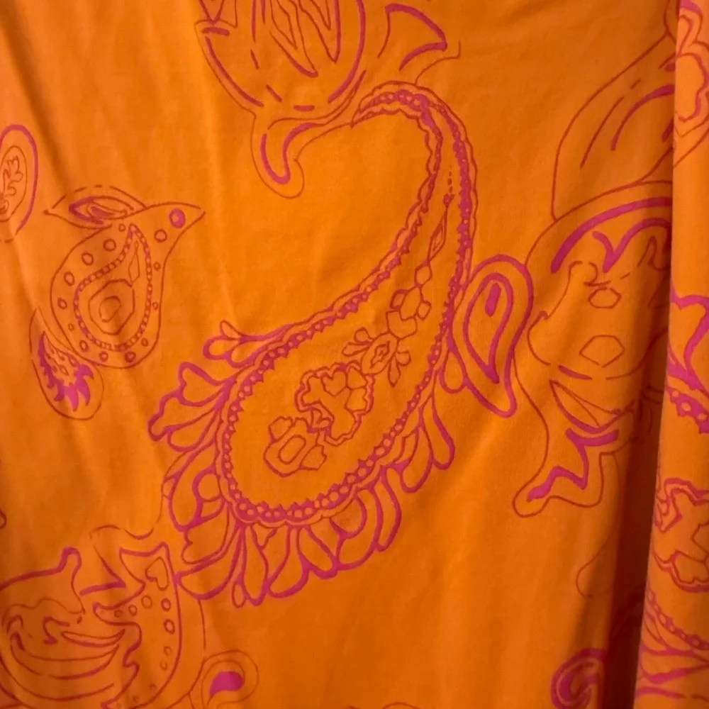 J. McLaughlin Orange and Pink Sheath Dress with Faux Wrap Neckline Medium M - Picture 5 of 6